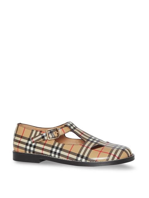 vintage check leather burberry t bar shoes 10.5|Burberry Women's Jack Vintage Check Low Top .